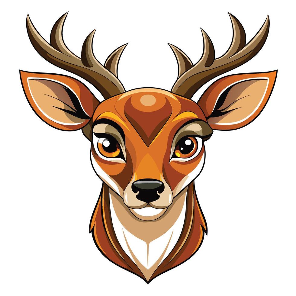 a deer head with horns it white background vector