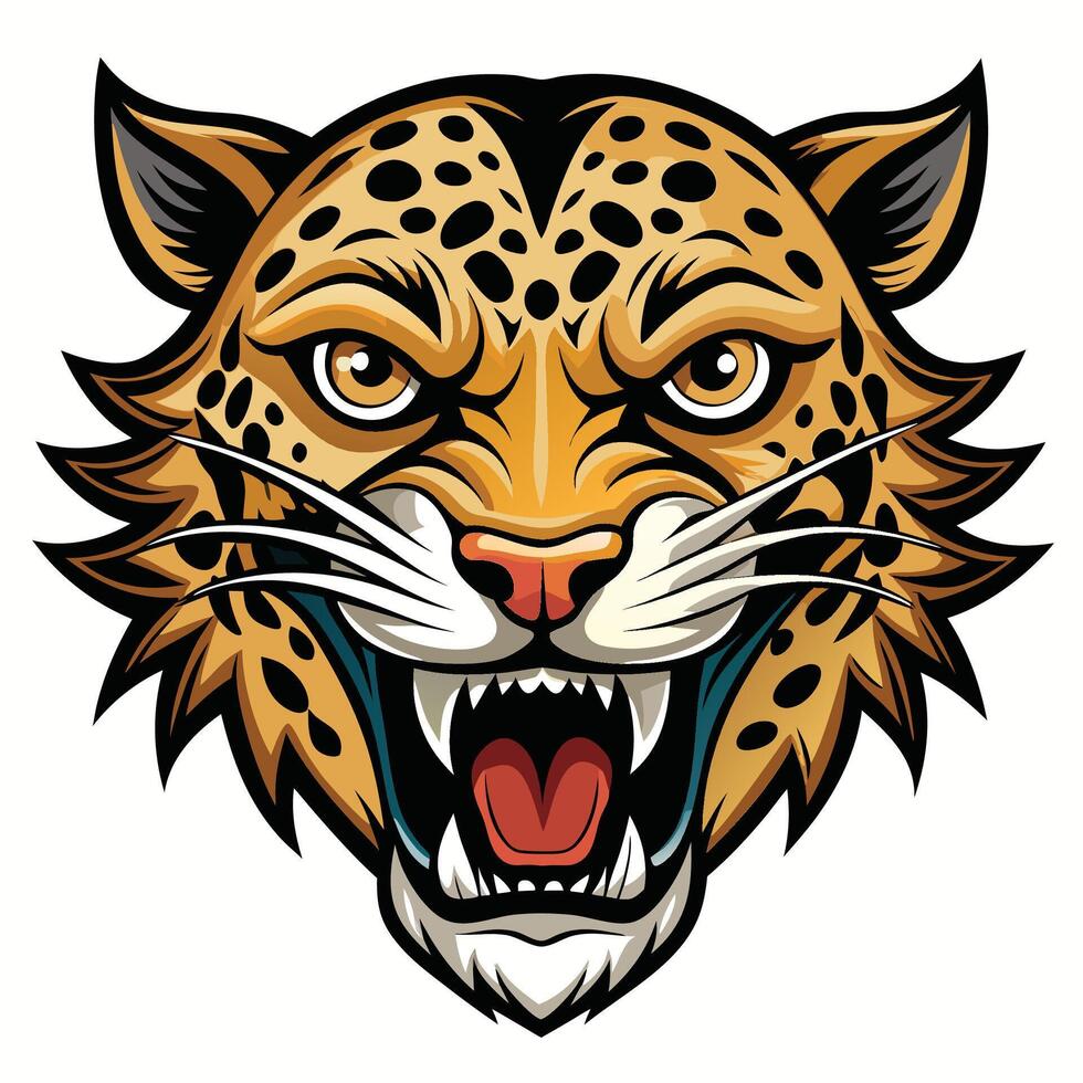 the jaguar head is shown in cartoon style white background vector