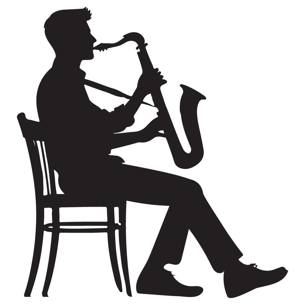 Silhouette of Saxophone Player Musician Isolated Music Instrument vector