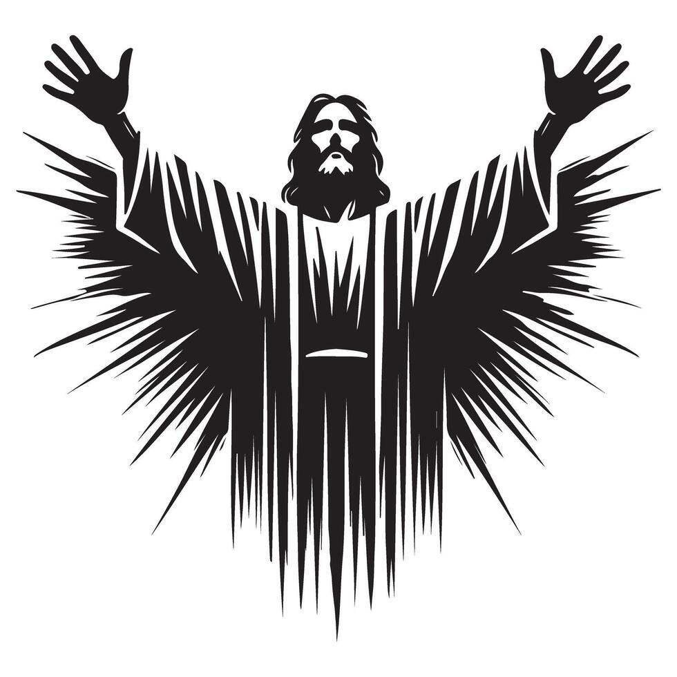 Stylized Image of Jesus Christ Illustration with Open Arms vector