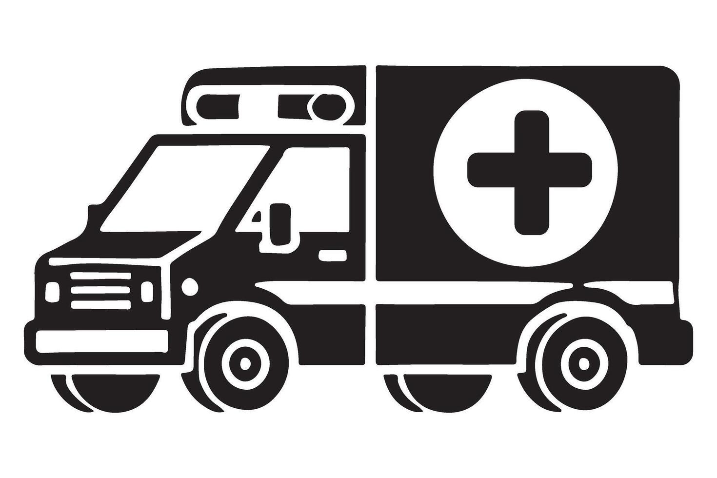 Classic Ambulance Silhouette Illustration with Medical Emergency Vehicle vector
