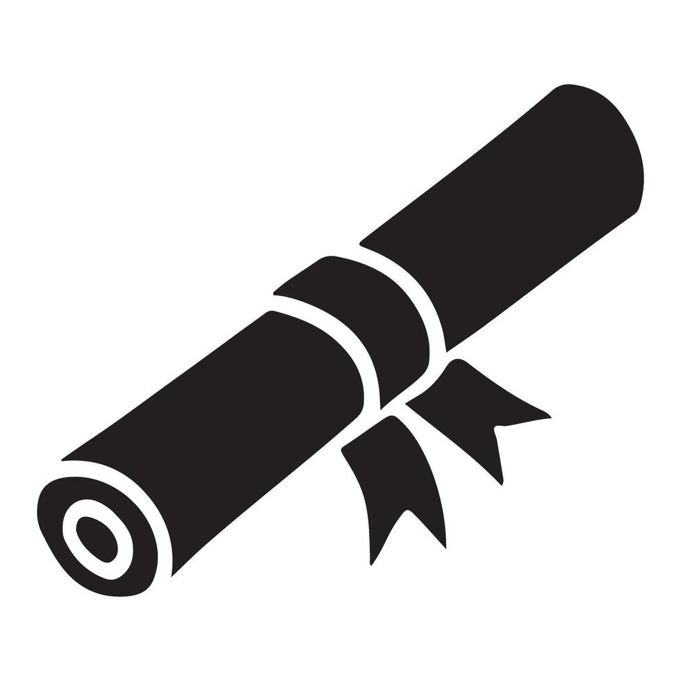 Graduation Certificate Scroll Silhouette Symbol of Academic Achievement vector
