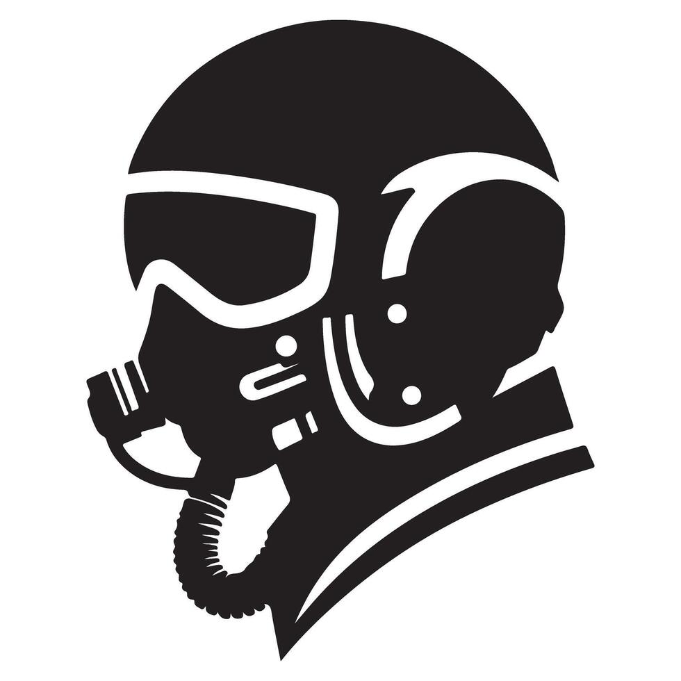 Pilot helmet side view silhouette aviation headgear graphic vector