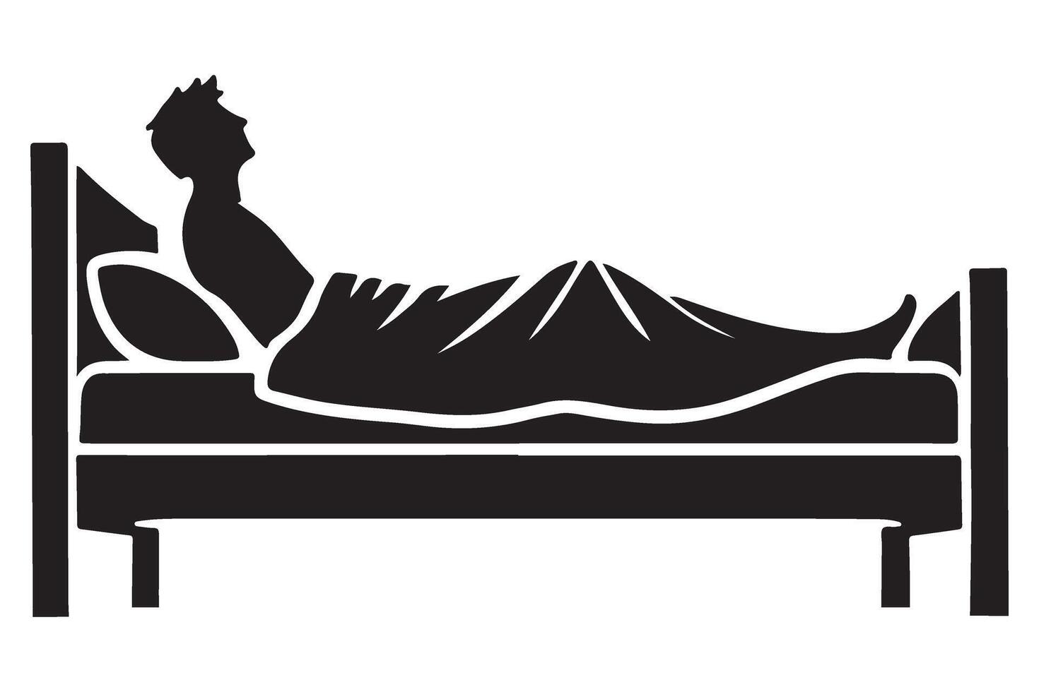 Silhouette Man Relaxing Laying Down On Bed Sleeping Time vector