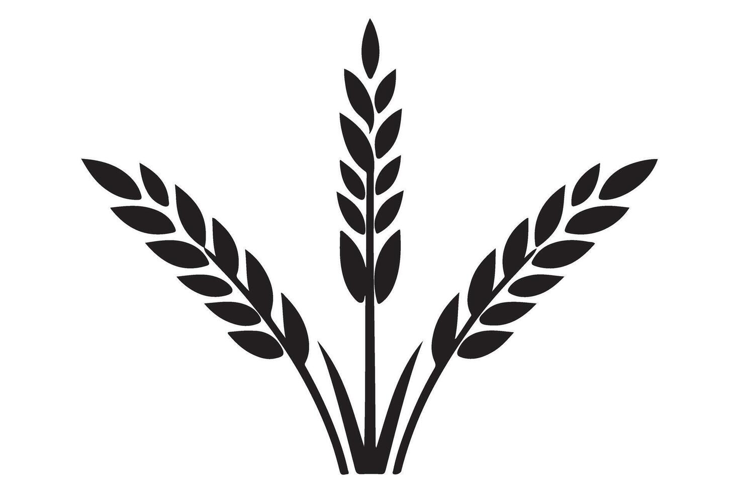 Three Wheat Stalks Black Silhouette Art Illustration Design vector