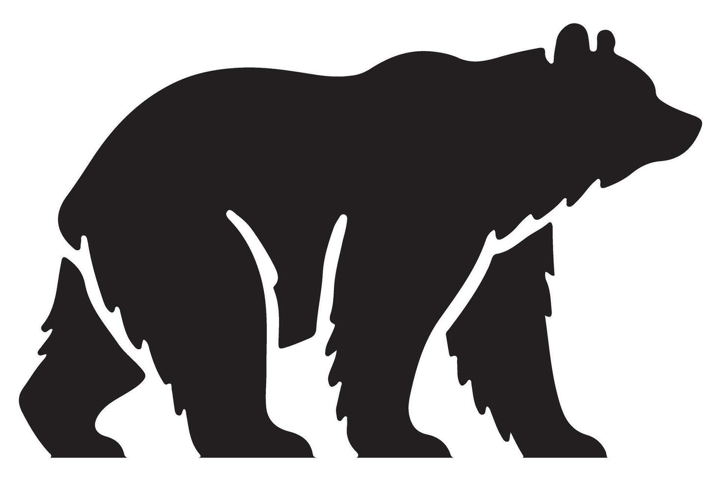 Detailed Bear Silhouette Walking Illustration for Outdoor Enthusiasts vector