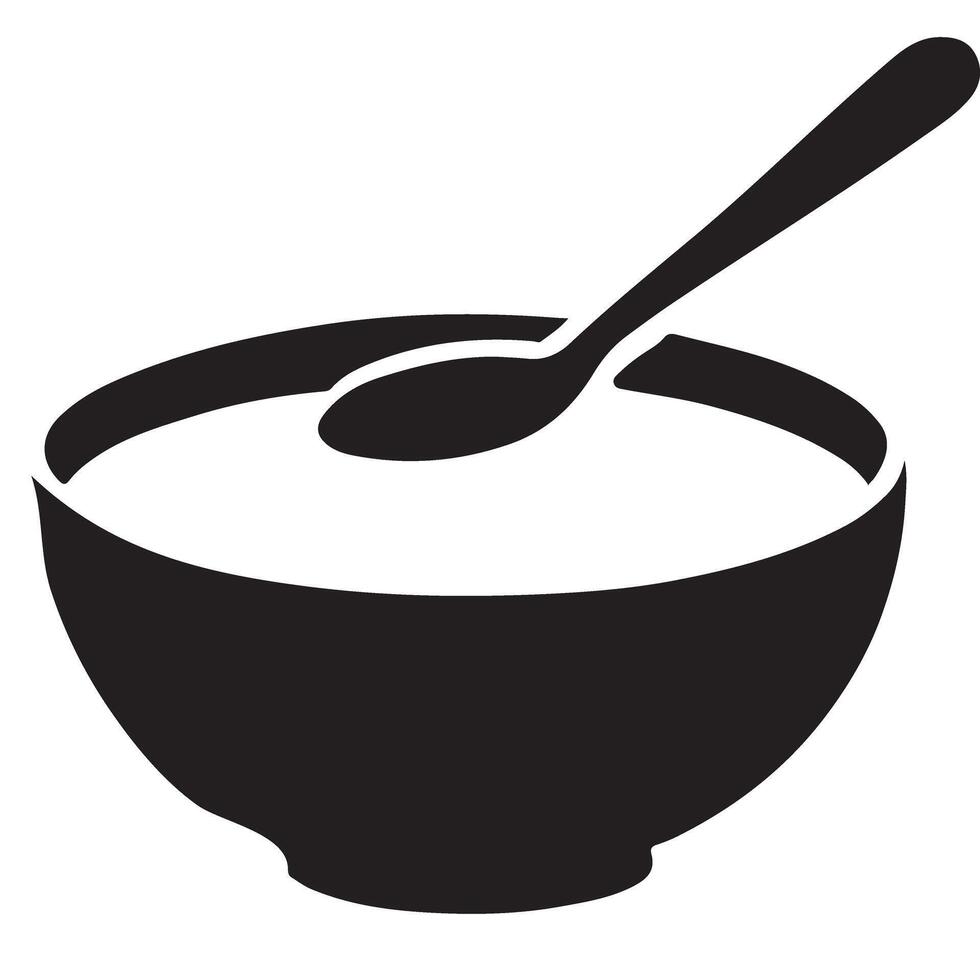 Silhouette Bowl with Spoon Illustration Graphic for Food Blogs vector