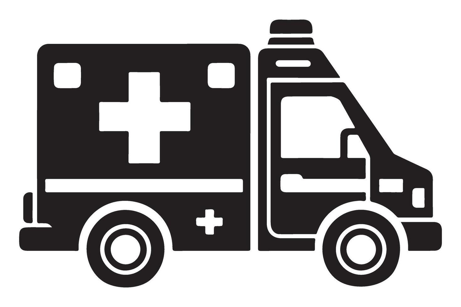 Black Illustration Silhouette of Ambulance Vehicle Emergency Service vector