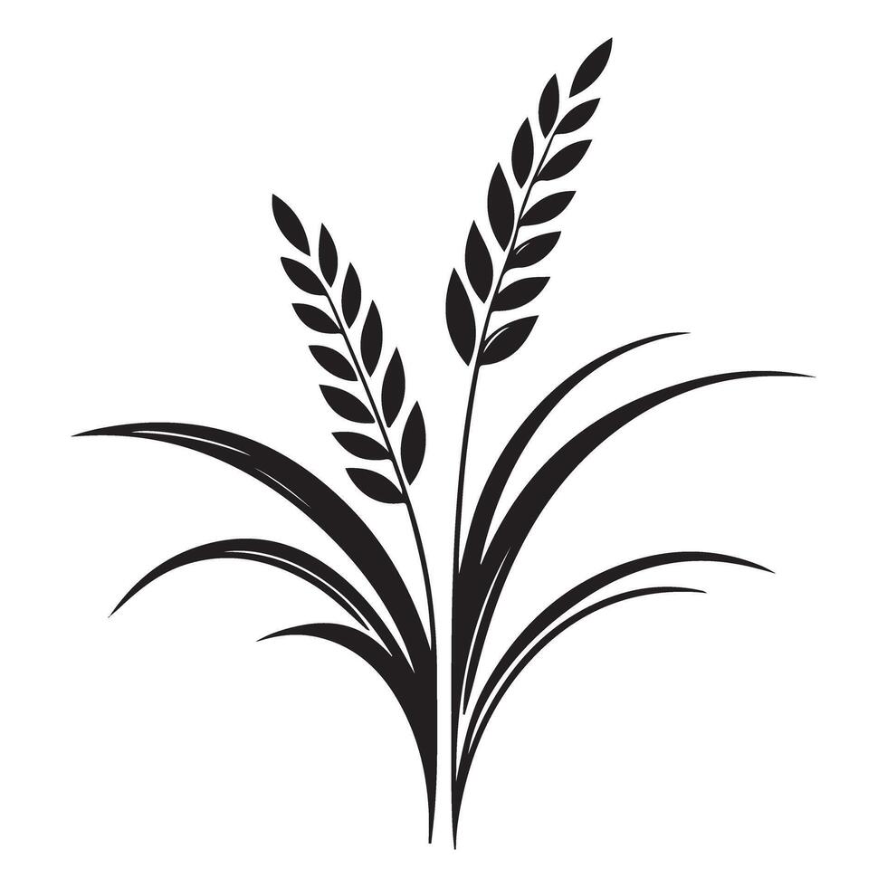 Silhouette Graphic of Two Wheat Stalks Agricultural Illustration vector