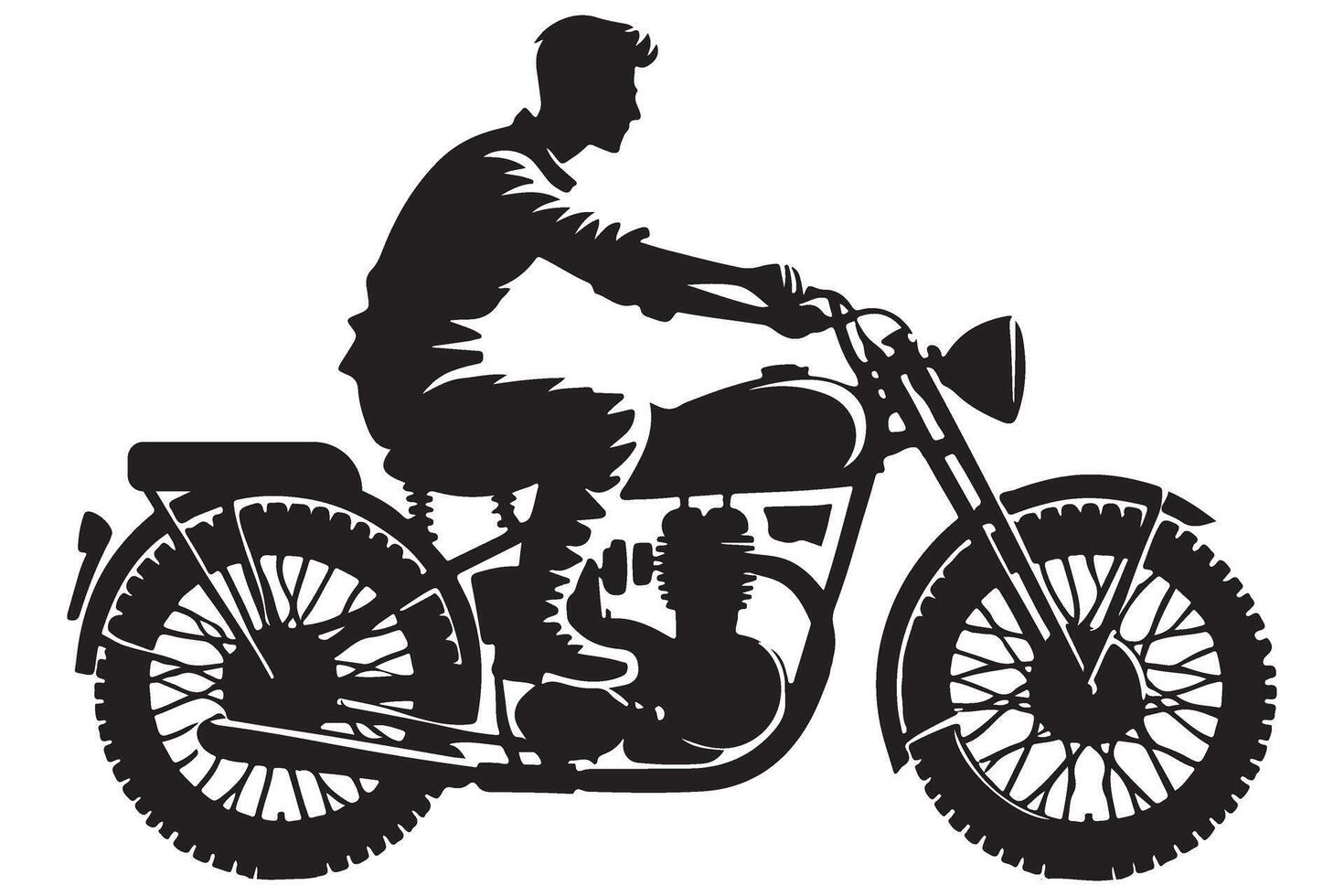Silhouette of Motorcyclist Riding a Bike A Illustration vector