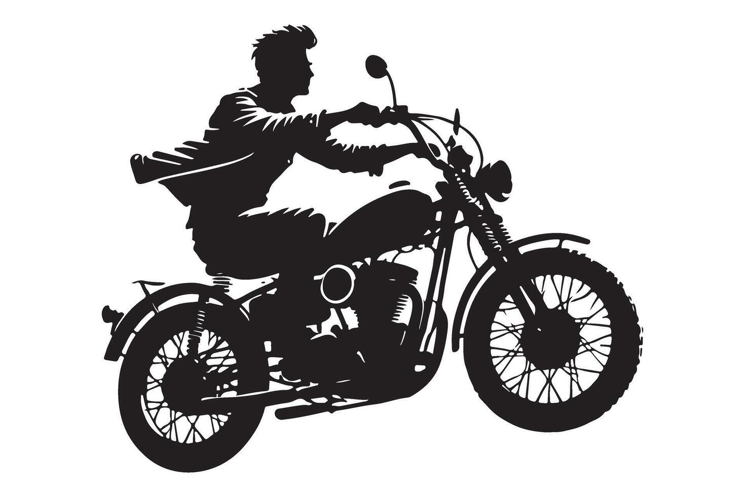 Silhouette of Cool Motorcycle Rider Illustration Graphic for Creative Projects vector