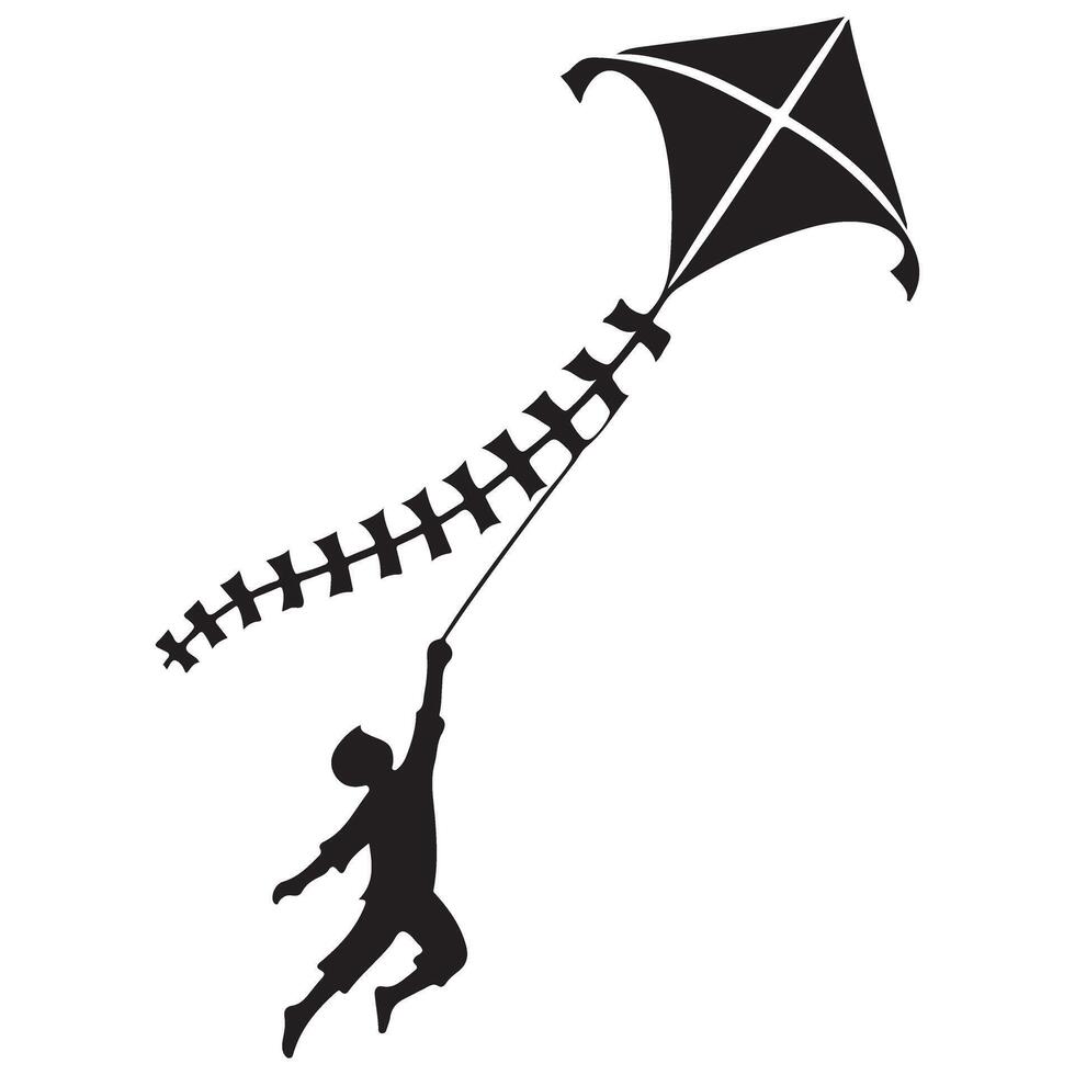 Silhouette of a Boy flying a Kite Freedom and Joy vector