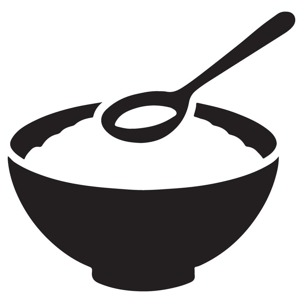 Cereal Silhouette Bowl with Spoon for Breakfast Menu Design vector