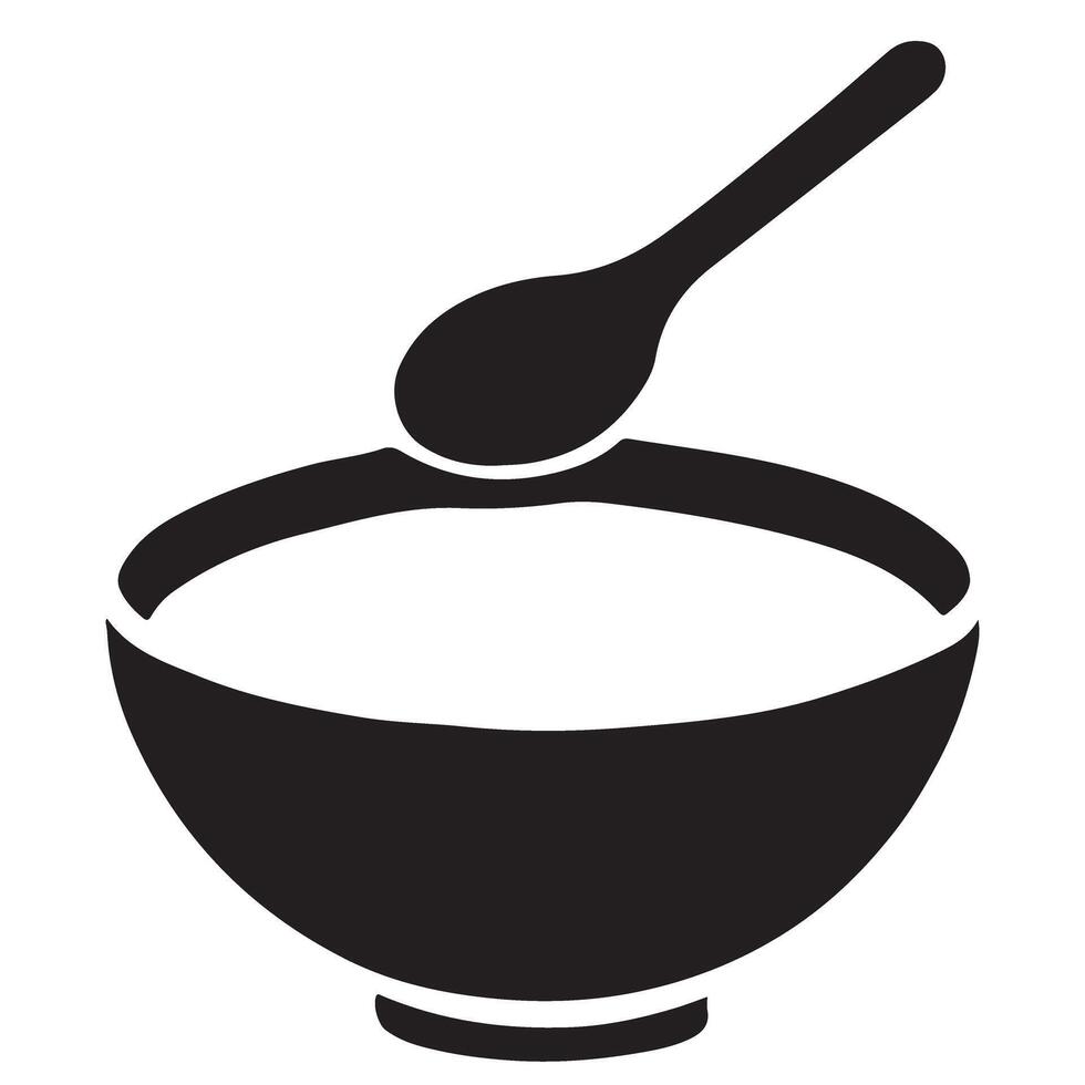 Black Bowl with Spoon Silhouette Illustration for Food Concepts vector