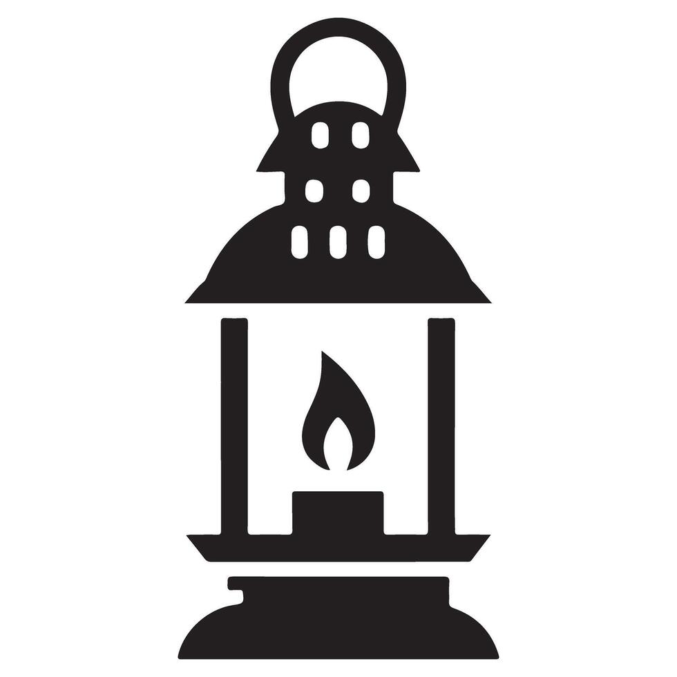 Vintage lantern silhouette illustration glowing with warmth illuminating the darkness vector