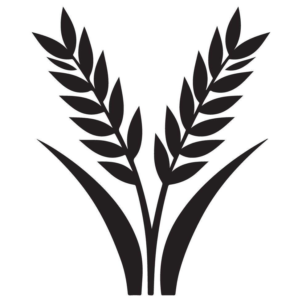 Elegant Silhouette Graphic Featuring Two Wheat Stalks Illustration vector