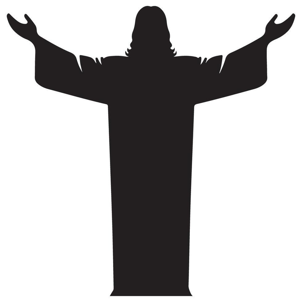 Religious Silhouette Image Depicting Jesus Christ With Open Arms vector