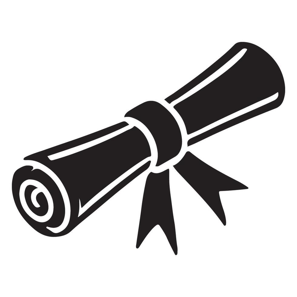 Rolled Diploma Certificate of Achievement Silhouette for Graduation Day vector