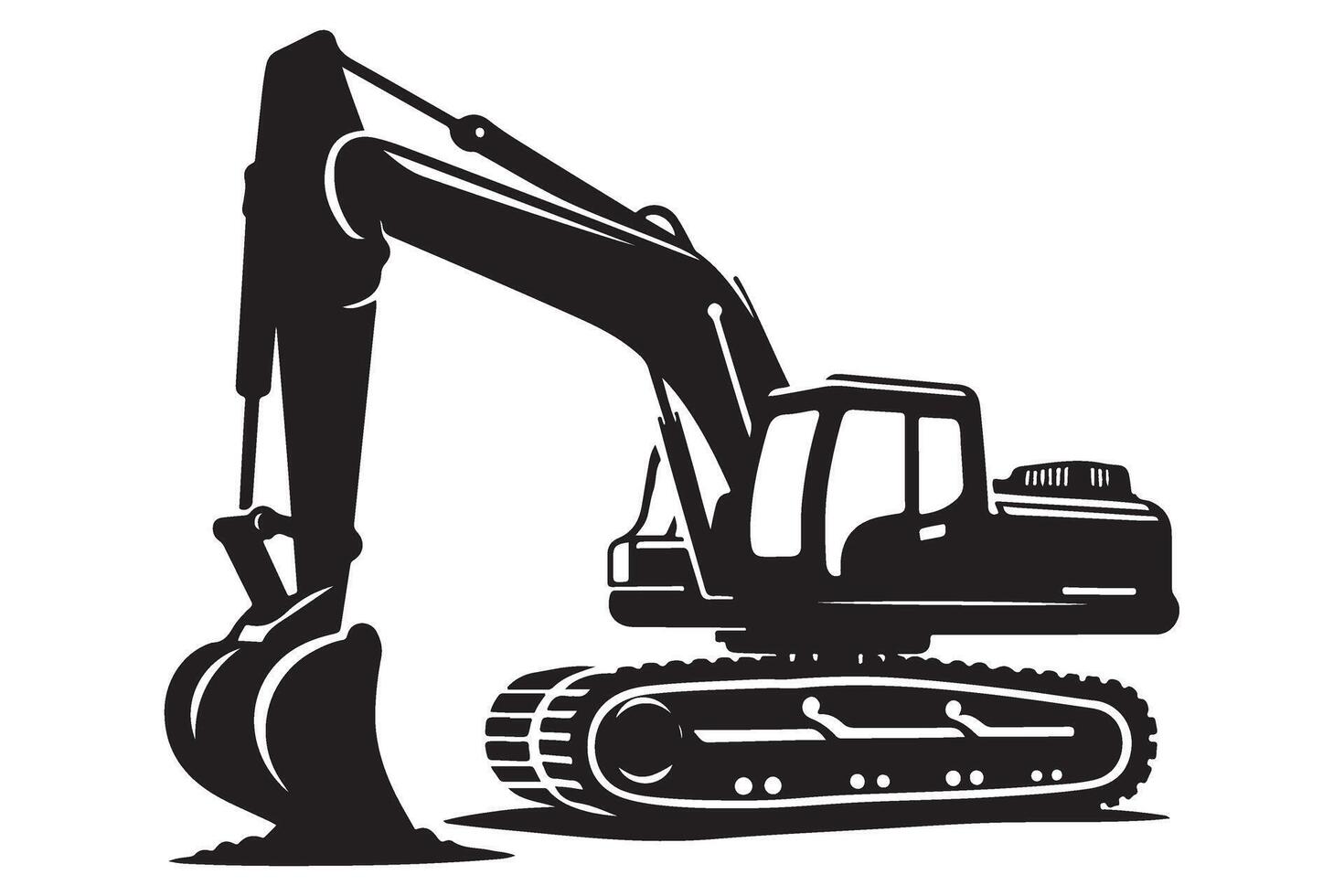 Construction Vehicle Excavator Illustration with Bucket for Projects vector