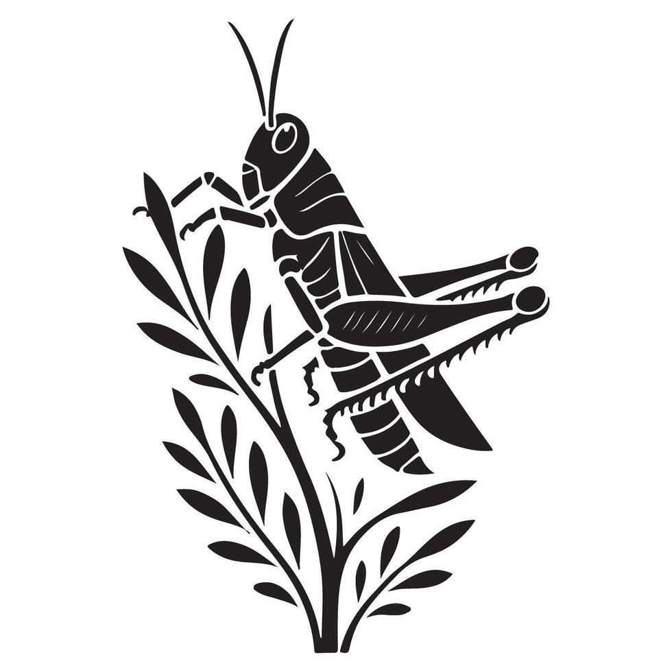 Grasshopper on Plant Illustration Insect Pest Control Design vector