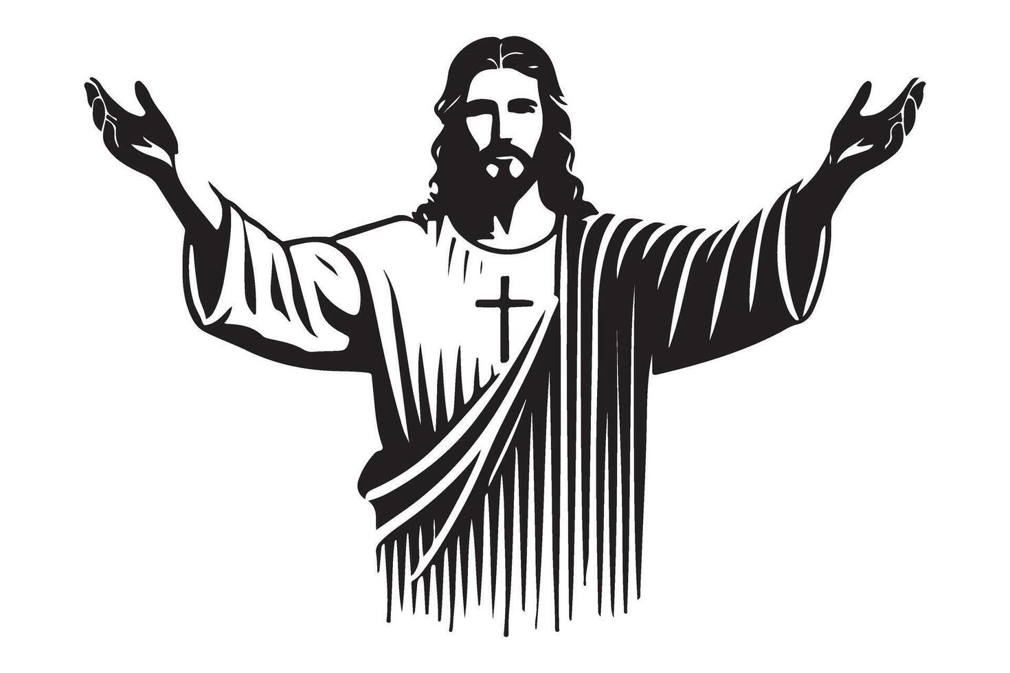 Jesus Christ with Open Arms Illustration Design Religious Image vector