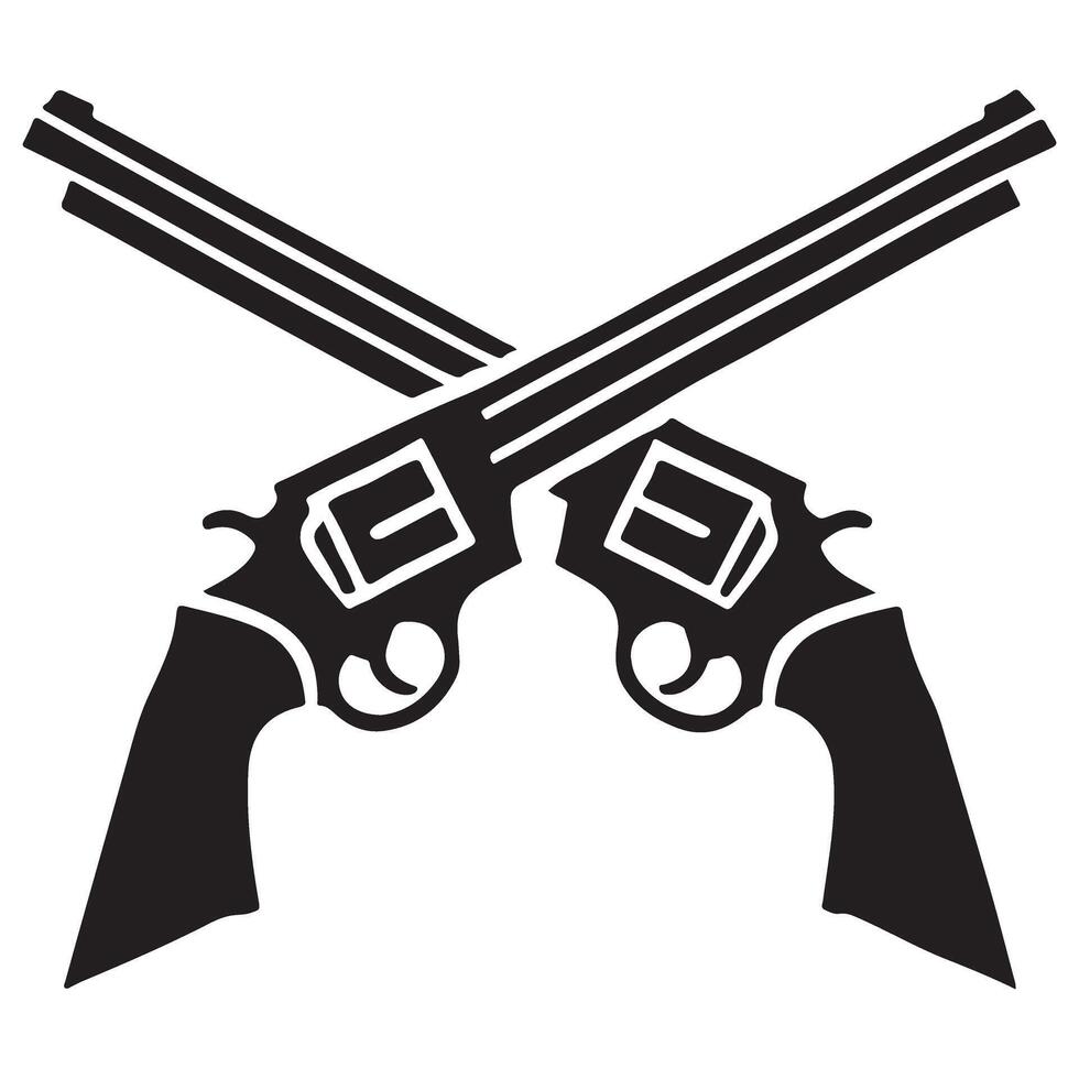 Crossed Revolvers Gun Silhouette Illustration Design vector