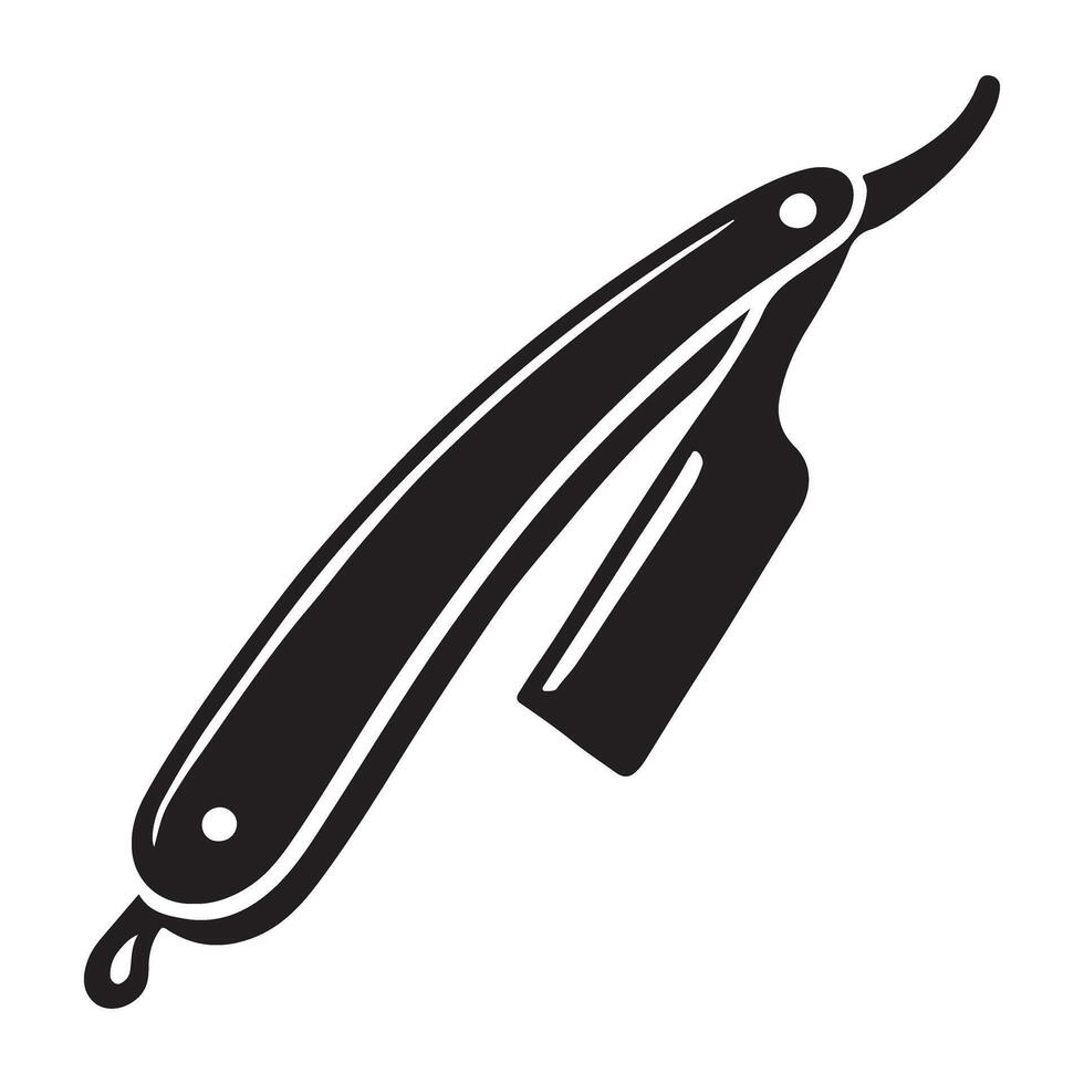 Vintage Straight Razor Illustration Barber Tool Icon Design vector