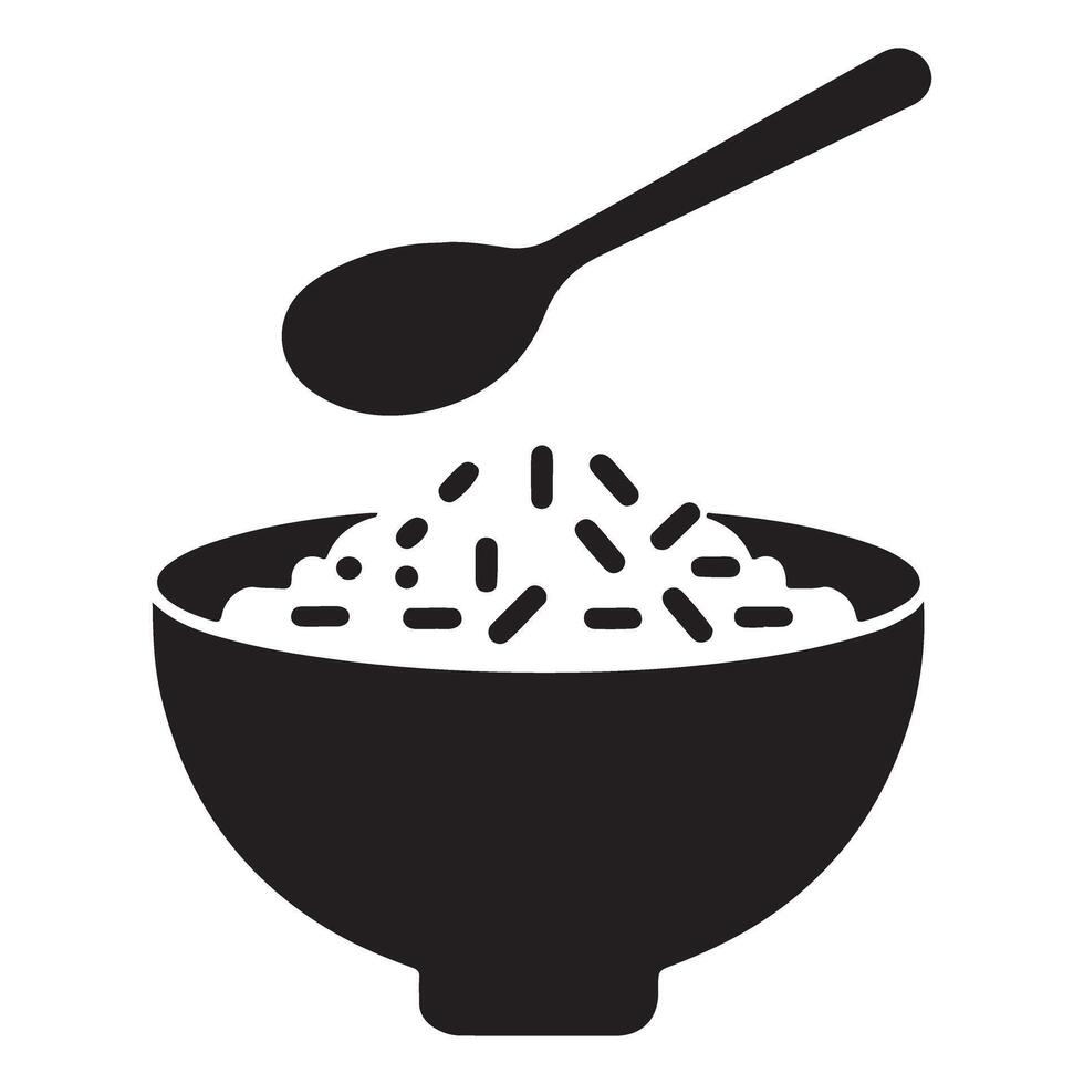 Creative Silhouette Rice Bowl Spoon Graphic for Culinary Arts vector