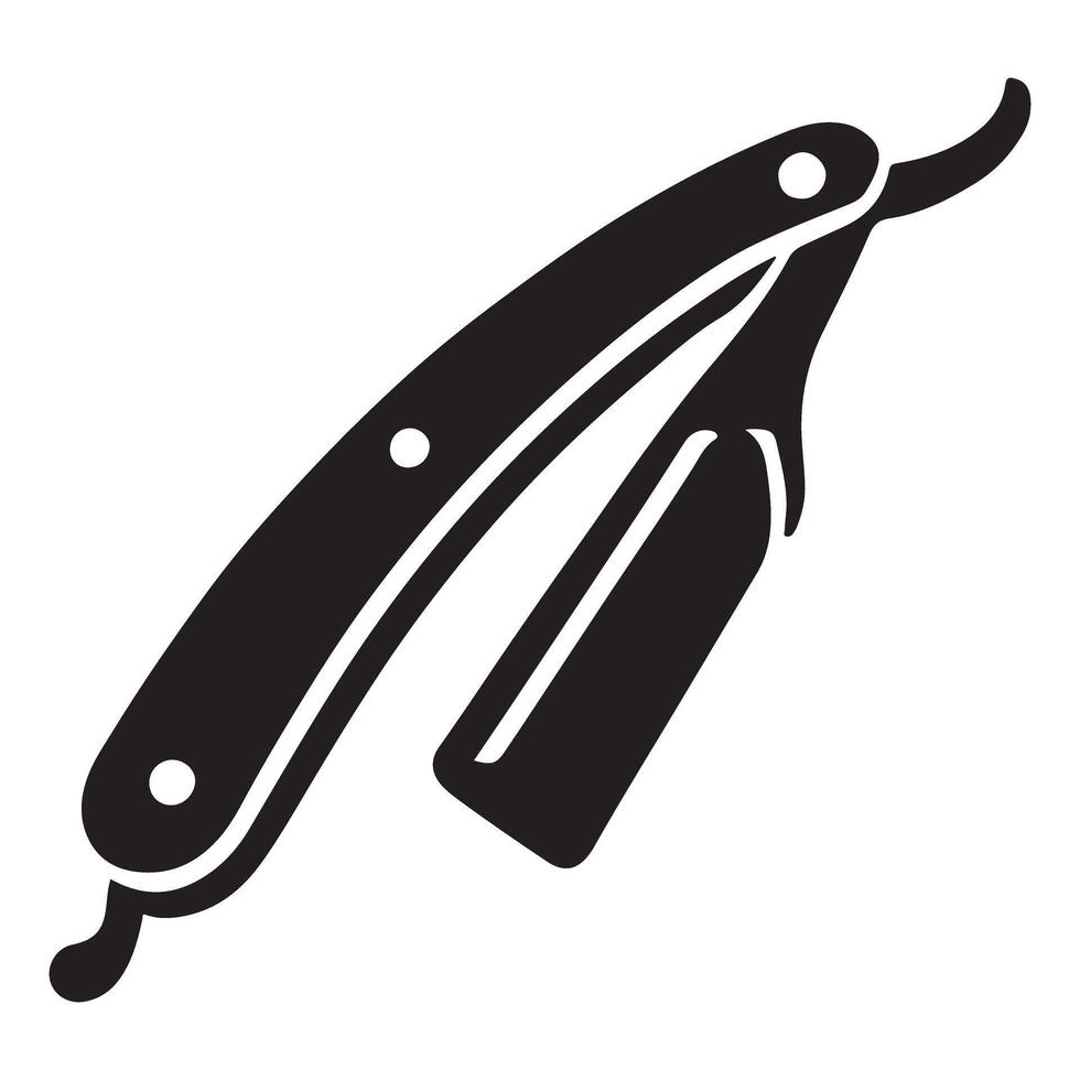 Straight Razor Silhouette A Classic Shaving Tool Illustration vector