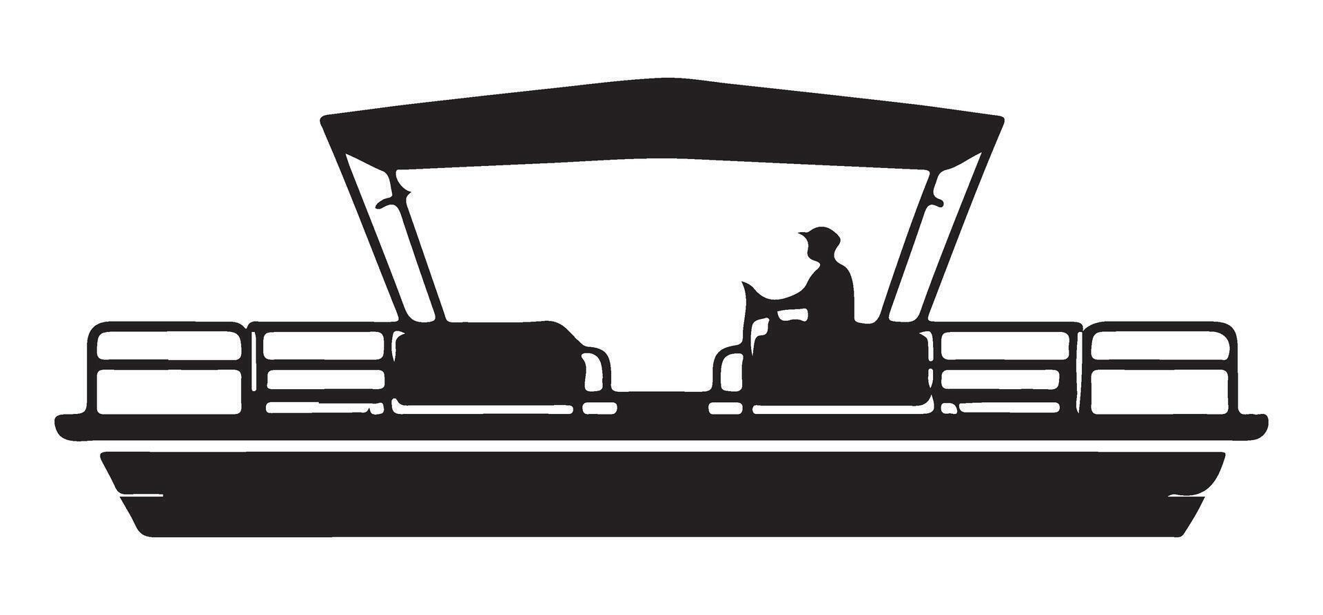 Pontoon Boat Silhouette Illustration for Boating Adventure Designs vector