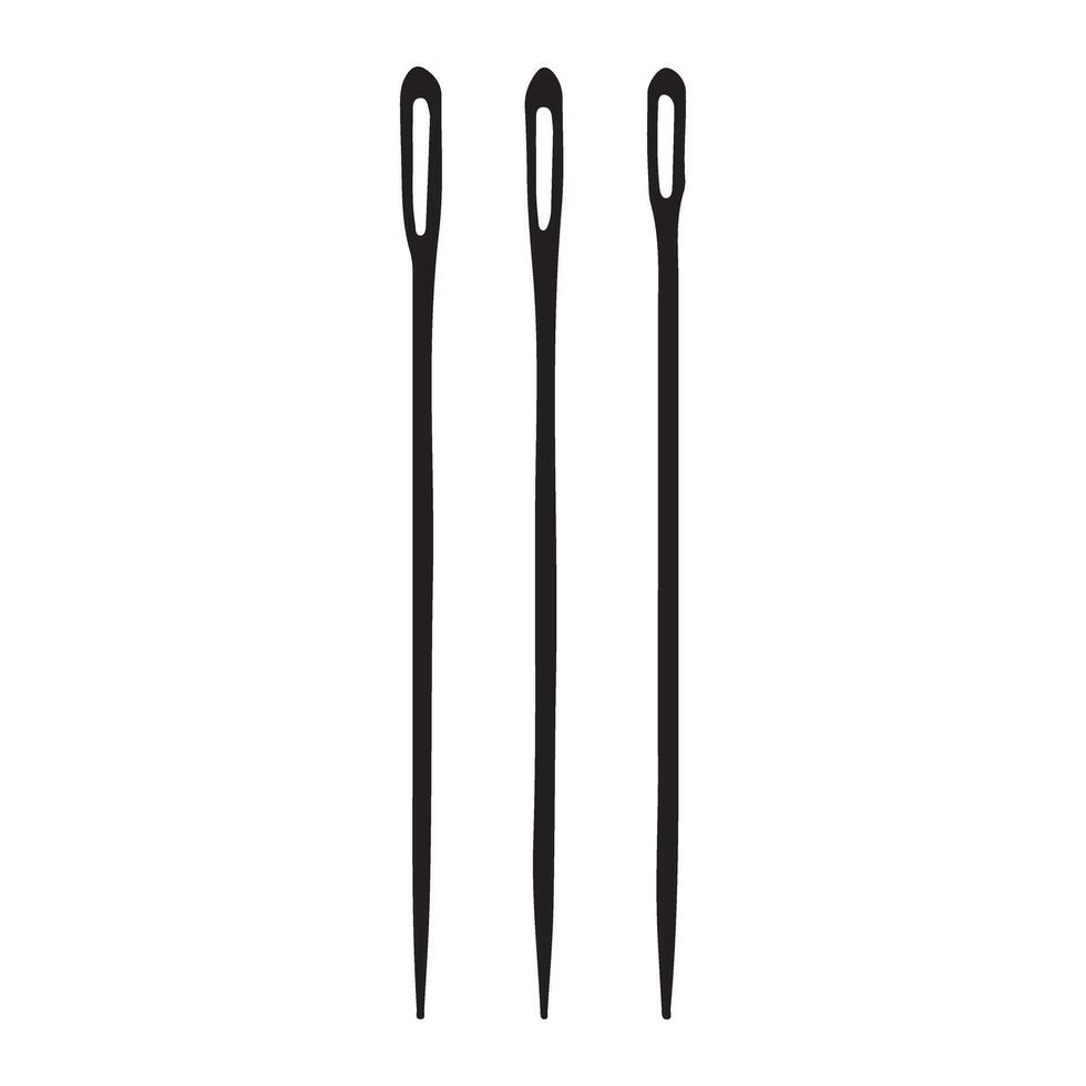Sewing Needles Set With Eyes Craft Tailoring Tool Black Silhouette vector