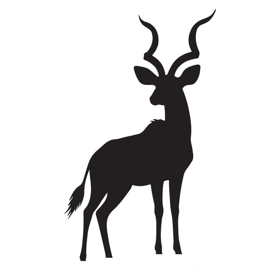 Majestic Kudu Antelope Standing Tall Silhouette Illustration vector