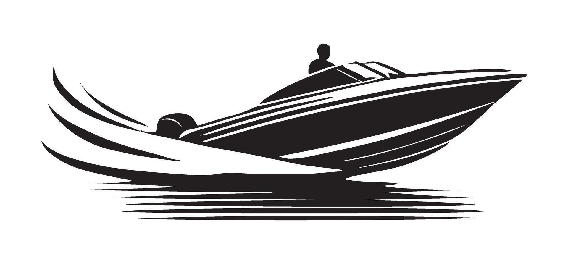 Modern Silhouette Speed Boat Illustration Rushing Through Waters Dynamically vector