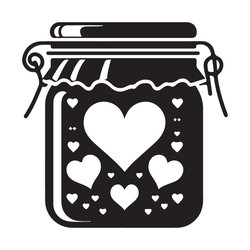 Heart Collection Icon Illustration Glass Jar Silhouette Artwork vector