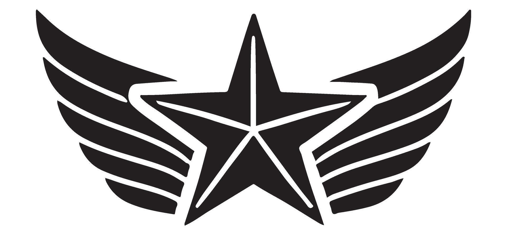 Star with wings illustration military achievement insignia and symbol vector