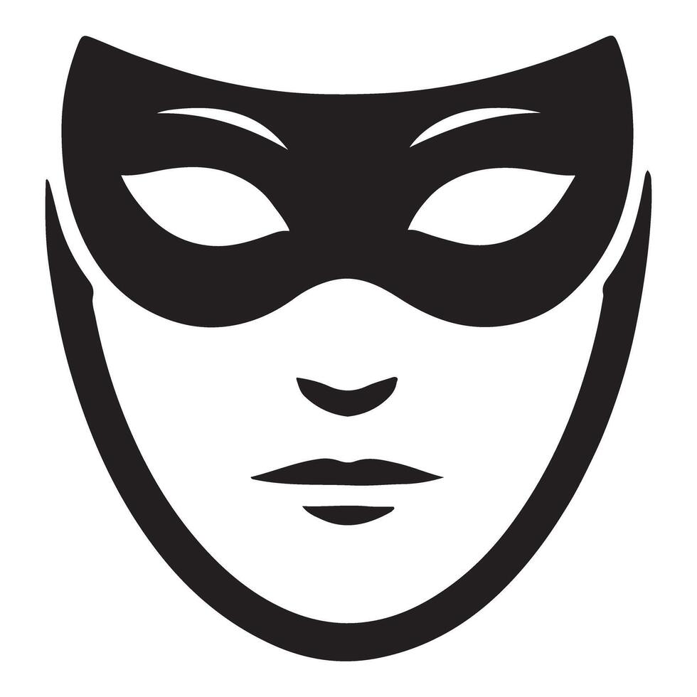 Black and white mystery mask illustration for creative design vector
