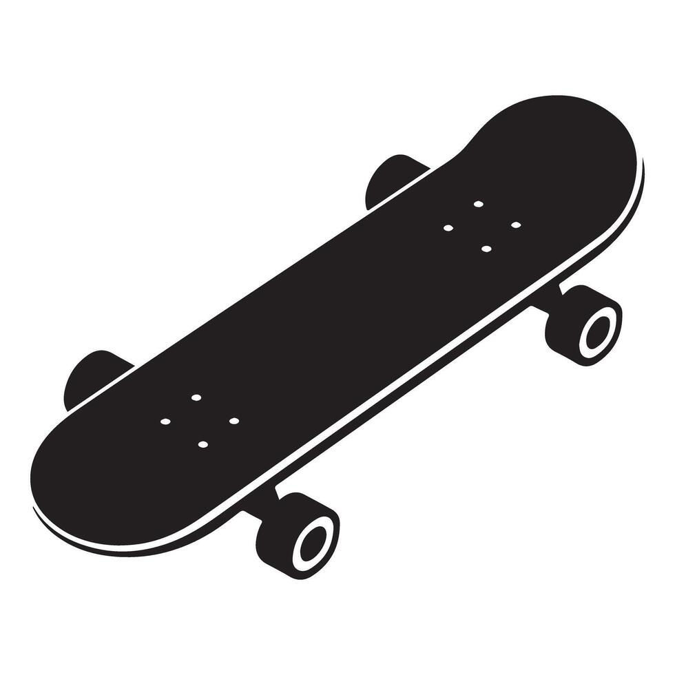 Classic Skateboard Illustration with Wheels Graphic Silhouette vector