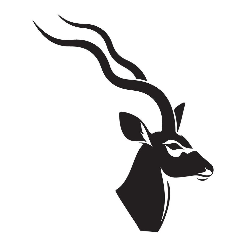 Striking Kudu Head Profile Silhouette Minimalist Illustration vector