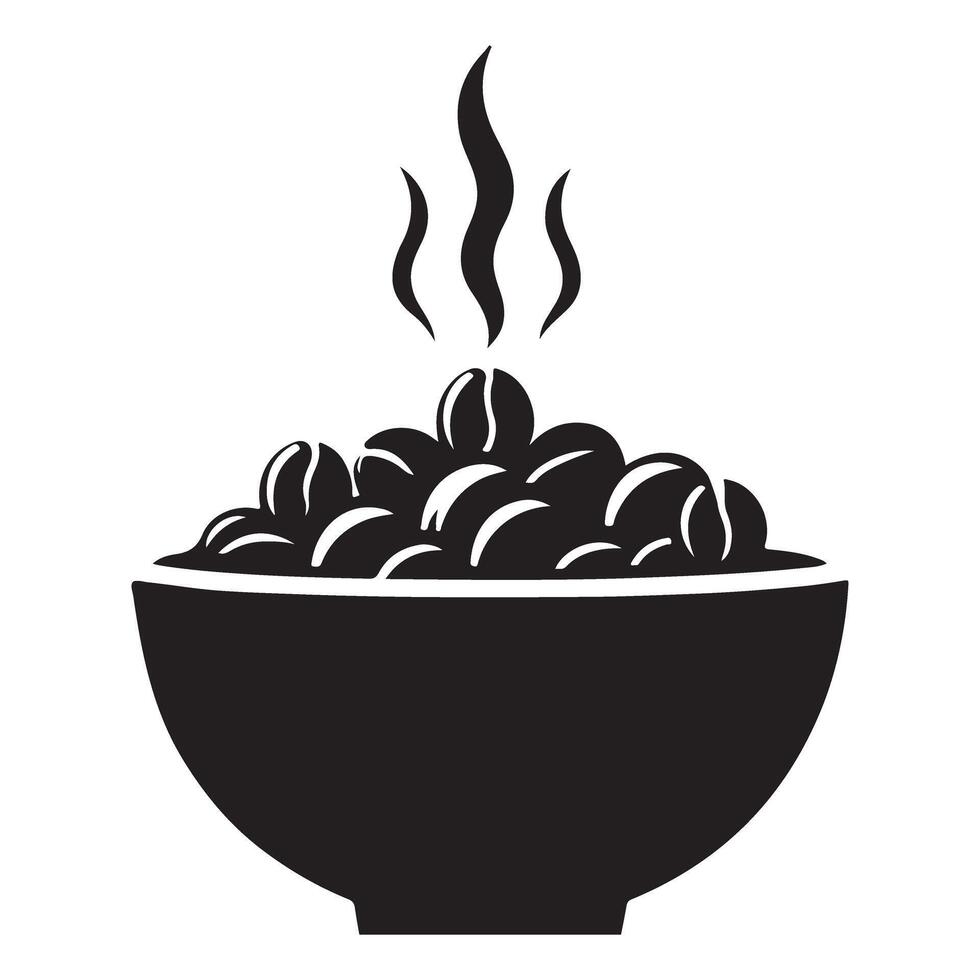 Bowl of Steaming Coffee Beans Aromatic Beverage and Morning Delight vector