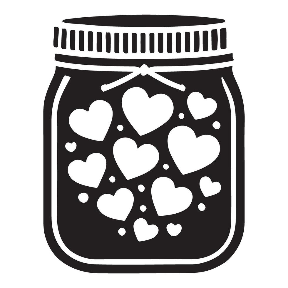 Jar Full of Hearts Illustration, Love and Affection Graphic vector