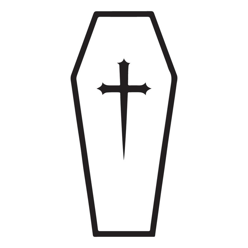 Classic Coffin Illustration for Gothic and Halloween Designs vector