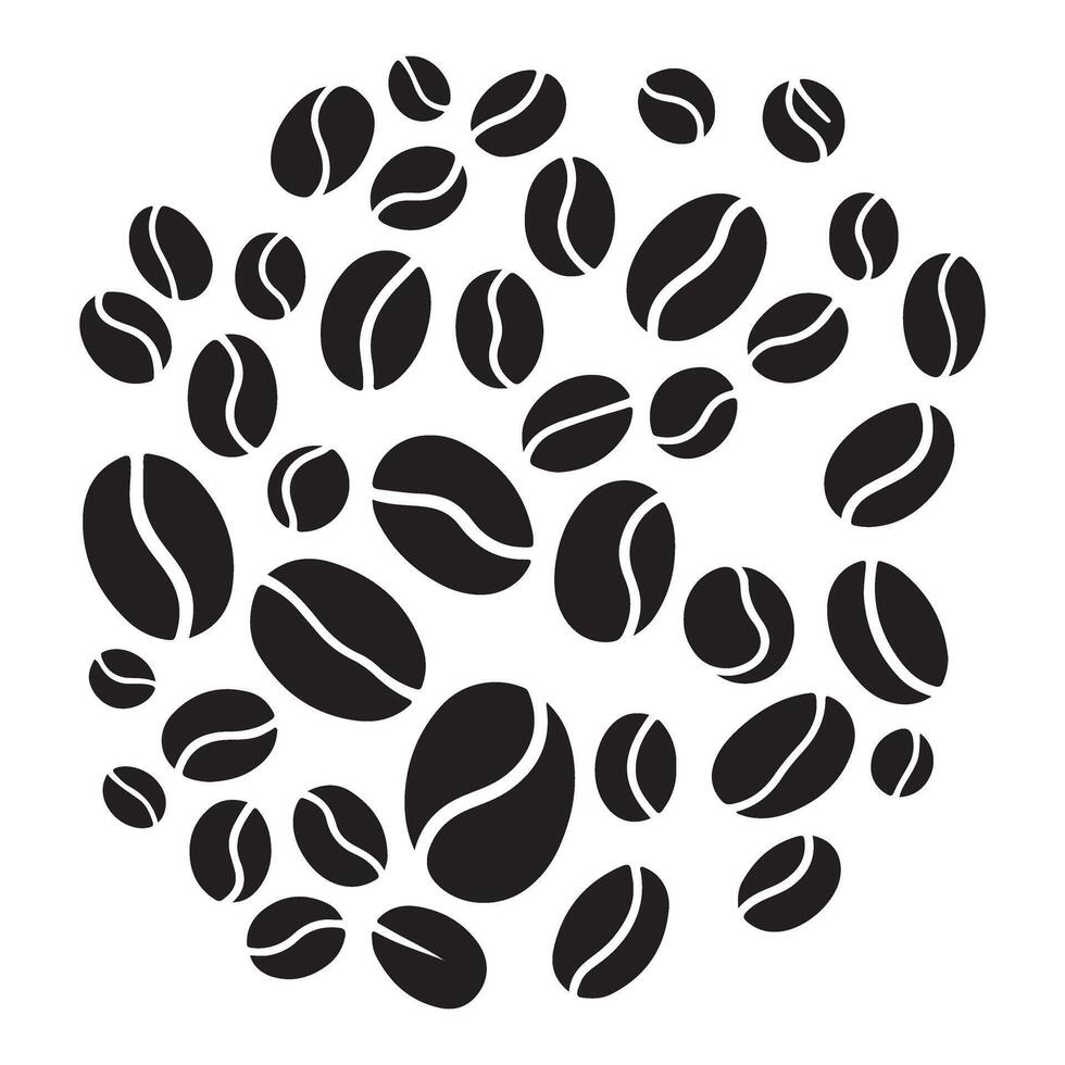Aromatic Coffee Beans Illustration Seamless Pattern Silhouette vector