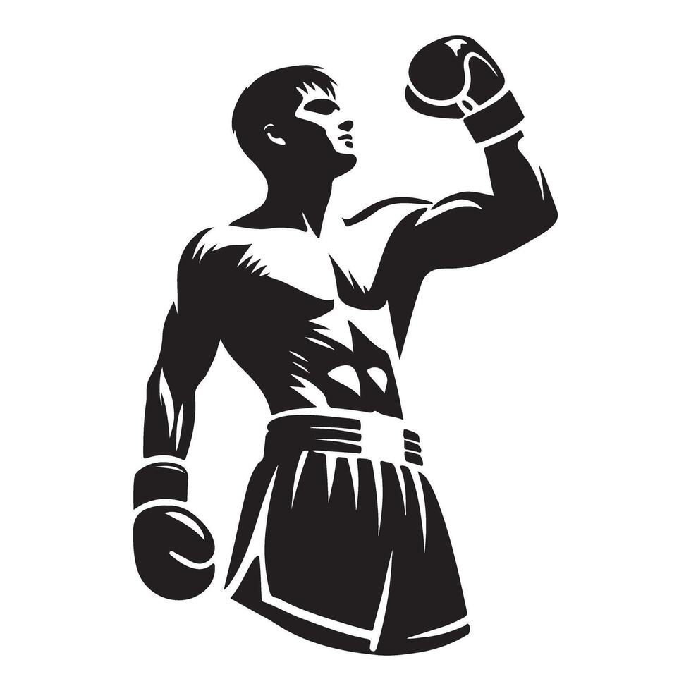 Strong Boxer Celebrating Victory Silhouette Image for Champions vector