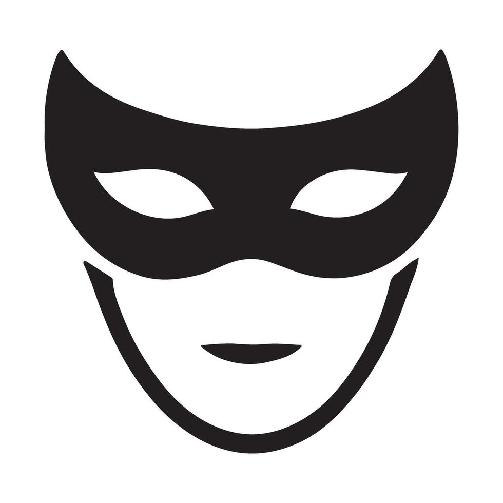 Black Mask Icon Anonymity and Mystery Character Face Silhouette vector