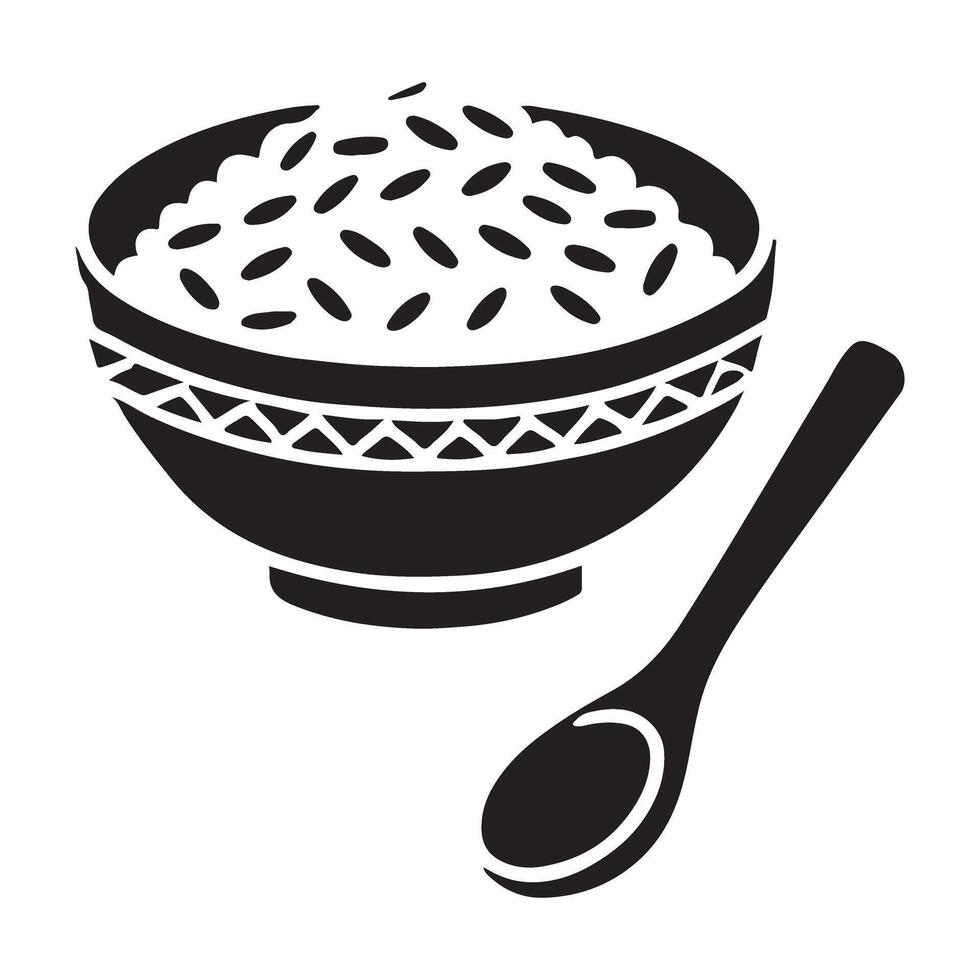 Rice Bowl and Spoon Silhouette for Food Content Creation vector