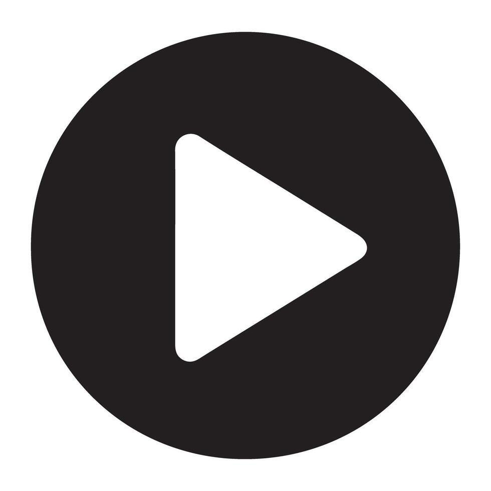 Black Round Play Button Multimedia Control Interface Graphic Element vector