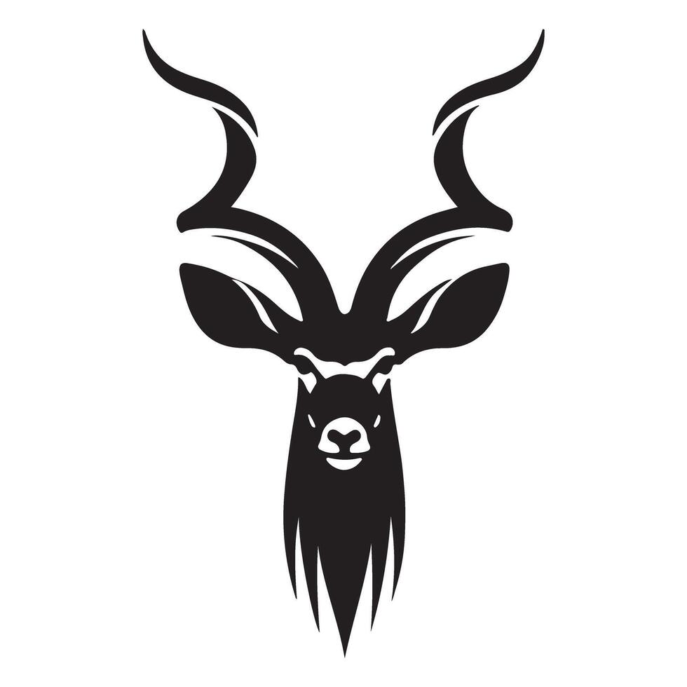 Majestic Kudu Head Silhouette Graphic for Wildlife Enthusiasts vector