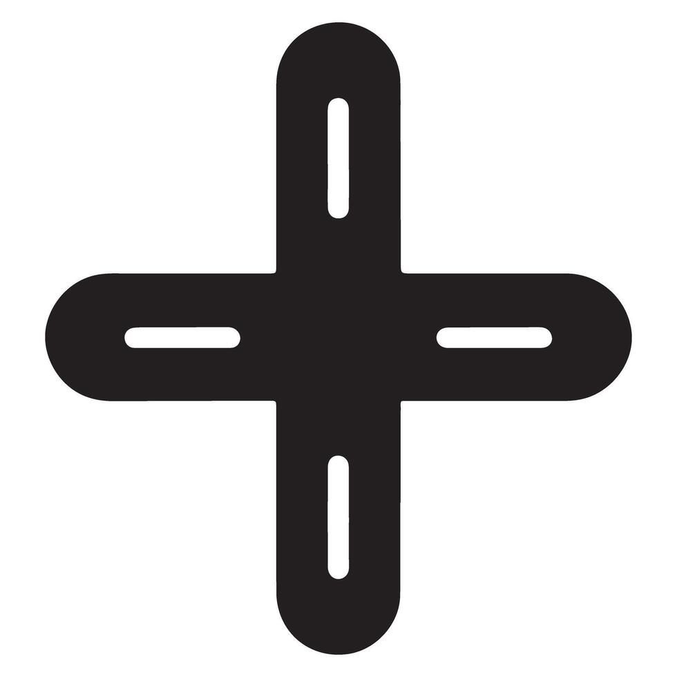 Rounded plus sign silhouette with internal cutouts design image vector