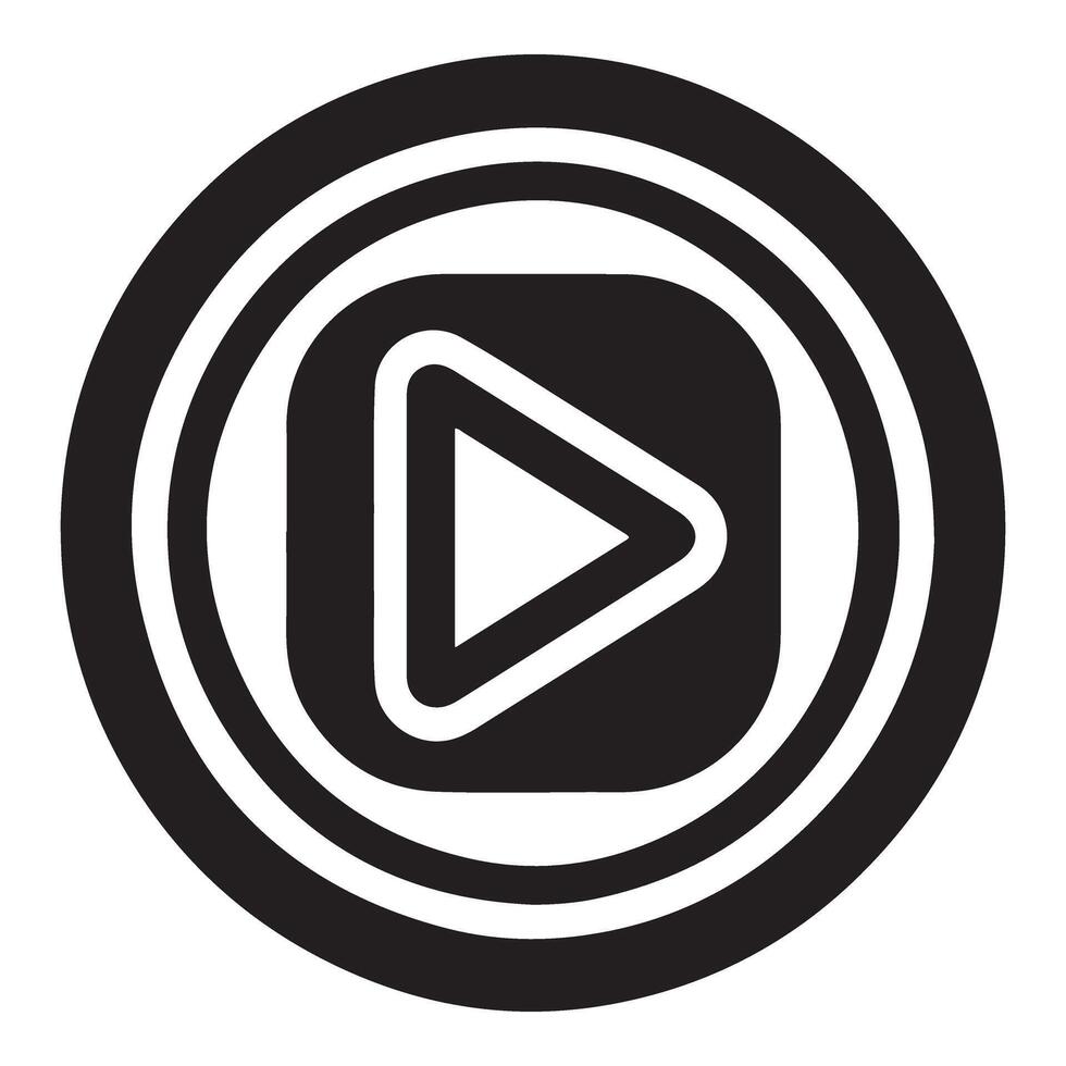Modern Play Button Icon Silhouette for Web Applications vector