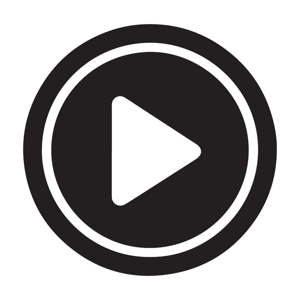 Classic Play Button Icon Illustration Silhouette Design vector